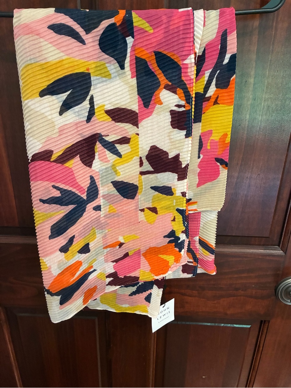 NWT John Lewis Vibrant Floral Scarf - Pink, Orange, Yellow & Navy 73 x 38 inches